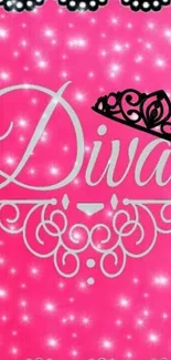 Glamorous pink Diva wallpaper with sparkles.