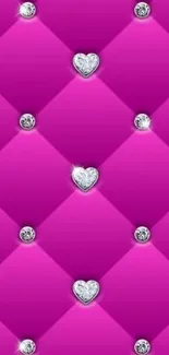 Glamorous pink heart wallpaper with silver accents for mobile.