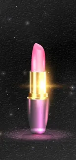 Glamorous pink lipstick on black background wallpaper.