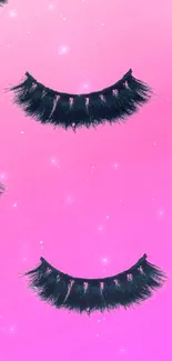 Pink ombre wallpaper with eyelash art patterns for mobile.