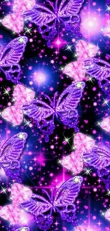 Purple and pink butterflies with sparkling accents.