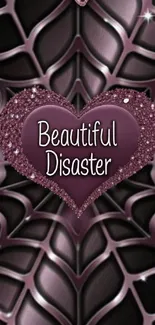 Mobile wallpaper with glittery purple heart.