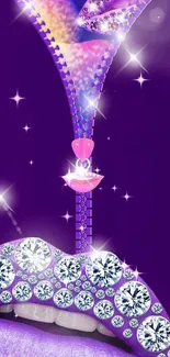 Purple mobile wallpaper with sparkling jewels and a glamorous design.