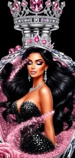 Glamorous perfume bottle with crown art