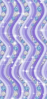 Purple wavy diamond pattern wallpaper with sparkling details.