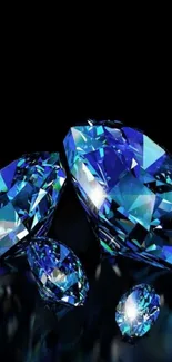 Glistening blue diamonds on a dark background, creating a striking phone wallpaper.