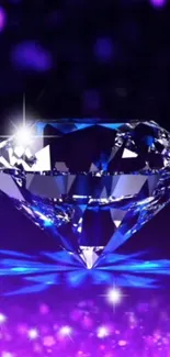 Shiny diamond against a vibrant purple background.