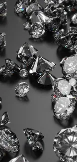 Gleaming diamonds on a black background wallpaper.