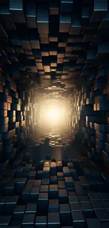 Geometric tunnel with glowing cubes.