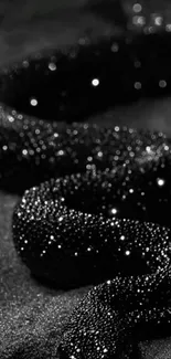 Glistening black snake on dark surface wallpaper.