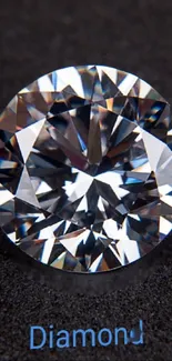 Bright diamond on a black background, exuding luxury.