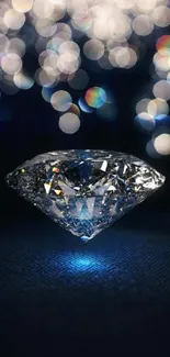 Sparkling diamond on dark bokeh background.