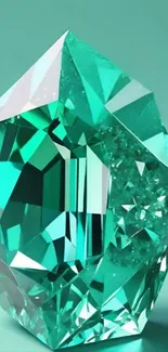 Glistening green crystal gem mobile wallpaper.