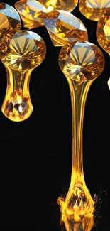 Flowing golden liquid art wallpaper with dazzling shimmer.