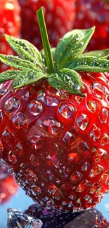 Glistening strawberry with diamond-like texture