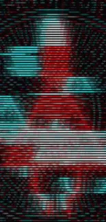 Glitch art digital wallpaper with geometric patterns.