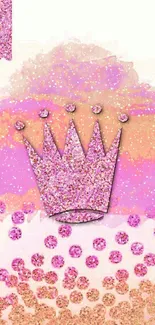 Glittery pink crown with pastel splashes.