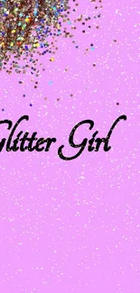 Glitter Girl wallpaper with pink background and confetti.