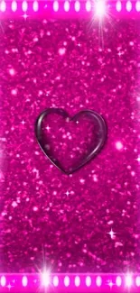 Pink glitter heart wallpaper with violet accents.