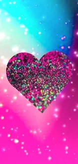 Colorful wallpaper with glitter heart.