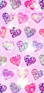 Sparkling glitter heart mobile wallpaper.