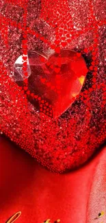 Red glitter heart wallpaper with sparkling effect.