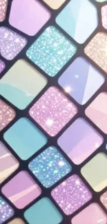Vibrant glittery pastel mosaic tiles wallpaper.