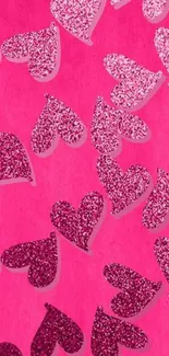 Sparkling pink heart pattern wallpaper for mobile screens.