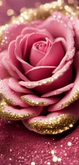 Beautiful pink rose with glitter accents.