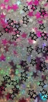 Colorful glitter wallpaper with star patterns