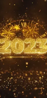 Golden 2023 with fireworks, perfect for New Year celebrations.