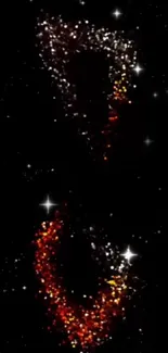 Abstract cosmic wallpaper with glittering particles.