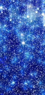 Dazzling blue galaxy wallpaper with sparkling stars.