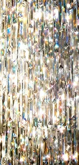 Shimmering crystal light wallpaper with glittering reflections.