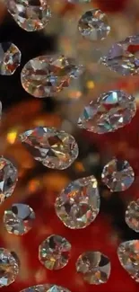 Colorful crystal teardrops shimmering elegantly