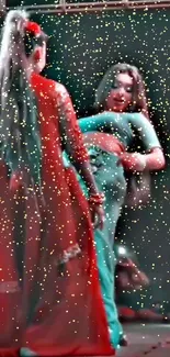 Dance performance with sparkling effects wallpaper.