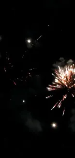 Vibrant fireworks explode against a dark night sky background.