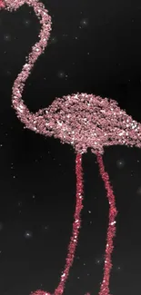 Pink glitter flamingo on black background wallpaper.