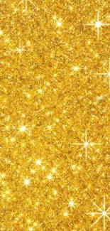 Gold glitter wallpaper with sparkling stars.