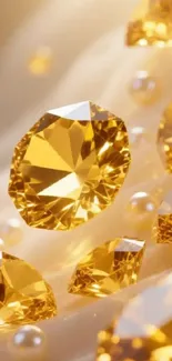 Golden gemstones wallpaper with sparkling gems.