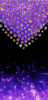 Glittering heart with purple galaxy backdrop.