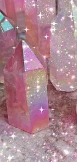 Glittering pink crystals mobile wallpaper.