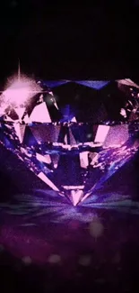 Purple diamond with a sparkling glow on a dark background.