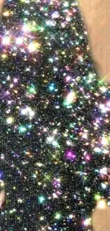 Silhouette with glittering sparkle on mobile wallpaper.
