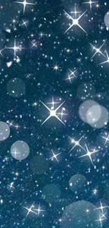 Glittering stars on a navy blue background.