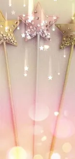 Pastel star wands with glittery accents and a soft glow background.