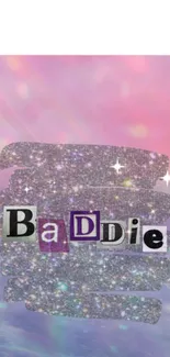 Glittery pink and purple baddie phone wallpaper.