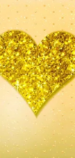 Glittering gold heart wallpaper for phones.