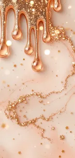 Glittery Golden Drops Live Wallpaper