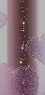 Glittery pink heart wallpaper with sparkle accents.